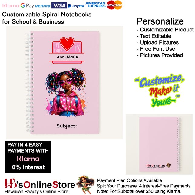 Carnet 12 African American Girl Writing Supplies Students (12 African American Girl Writing Supplies Students Notebook.)