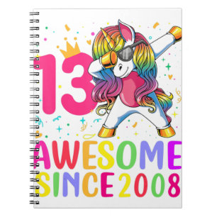 Carnet 13 ans fille 13th Birthday licorns cadeaux pour