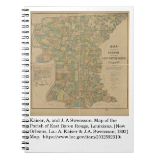 Carnet 1895 Carte de la paroisse d'East Baton Rouge, La