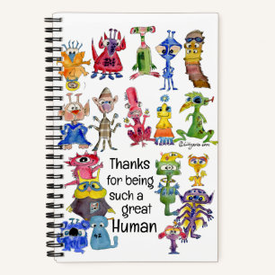 Carnet 18 dessins d'aliens drôles expriment leur gratitud