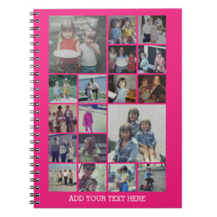 Carnet 18 Photo Collage and Text - Can Edit Hot Pink