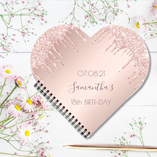 Carnet 18e anniversaire rose parties scintillant or goutt (Créateur téléchargé)