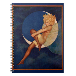 Carnet 1920 hosiery et belle femme sur la lune