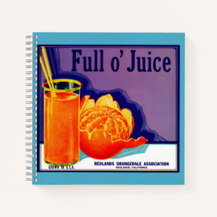 Carnet 1930 Plein o’ étiquette de caisse orange de jus
