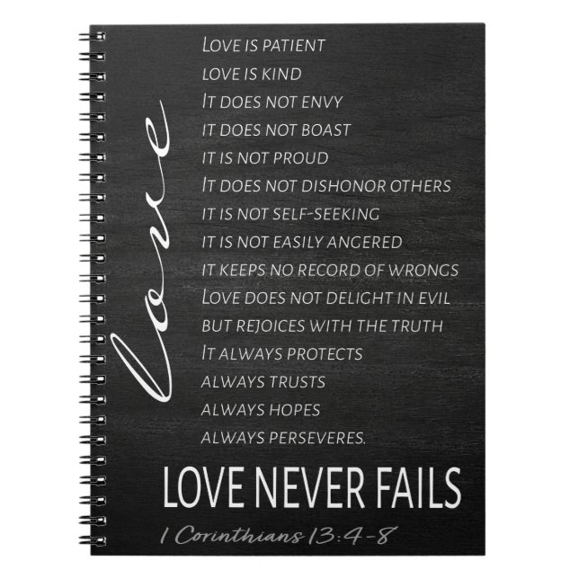 Carnet 1 Corinthiens 13 L'amour est la Bible Verse (Devant)