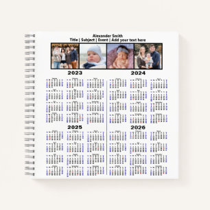 Carnet 2023 2024 2025 2026 Calendrier personnalisé photo 