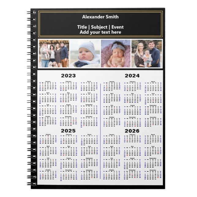Carnet 2023 2024 2025 2026 Calendrier personnalisé photo  (Devant)