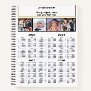 Carnet 2023 2024 2025 2026 Calendrier personnalisé photo 