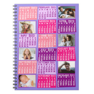 Carnet 2023 Calendrier mensuel Mod mignon 6 Collage photo