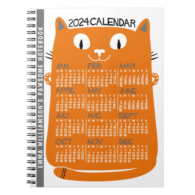 Carnet 2024 Année Calendrier mensuel Mi-Siècle Orange Cha (Devant)