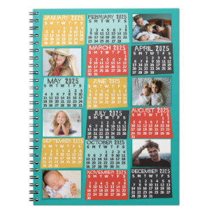 Carnet 2025 Année Calendrier mensuel Moderne 6 Photo Coll