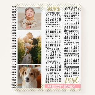 Carnet 2025 Calendrier Blush Pink Gold Family Photo Colla