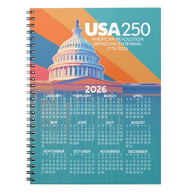 Carnet 2026 Calendar with USA 250 Capital Dome America (Devant)