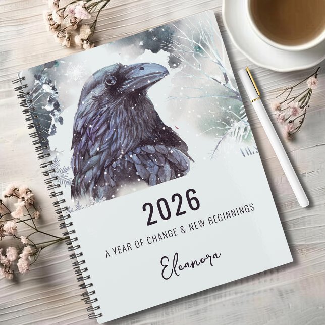Carnet 2026 Year of Change Raven Symbolism (2026 Year of Change and New Beginnings Raven Symbolism 8.5x11 Notebook)