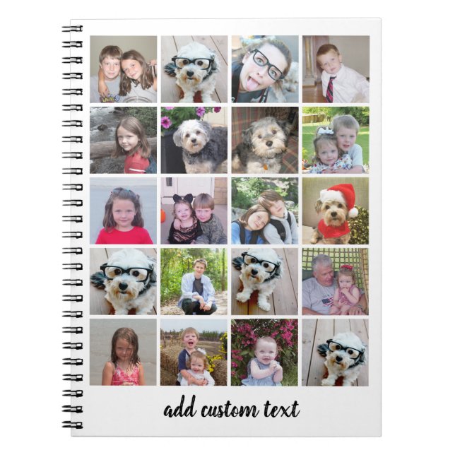 Carnet 20 Photo Collage - Grille avec texte de script - b (Devant)