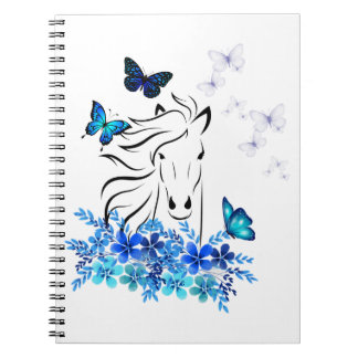 Carnet 23 estampa cavalo e borboletas