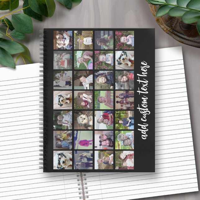 Carnet 28 Grille de collage photo - 1 Zone de texte - noi (Personalized Notebook with Custom Text and Photos)