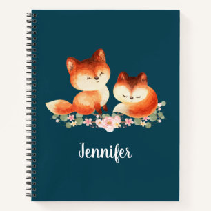 Carnet 2 mignons Petits Renards Rouges Aquarelle Design