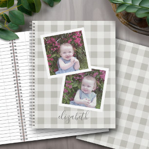 Carnet 2 Photo Collage Buffalo Check peut modifier gris b