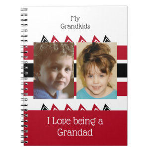 Carnet 2 photos petits-enfants rouge noir