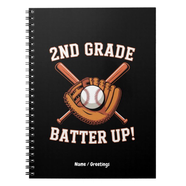 Carnet 2e année premier jour Batter Up Baseball école (Devant)