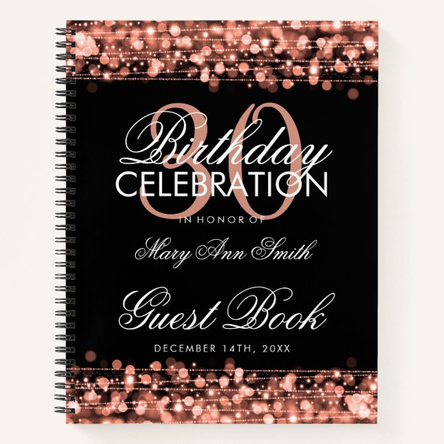 Carnet 30e anniversaire Guestbook Party Sparkles Rose Gol (Devant)