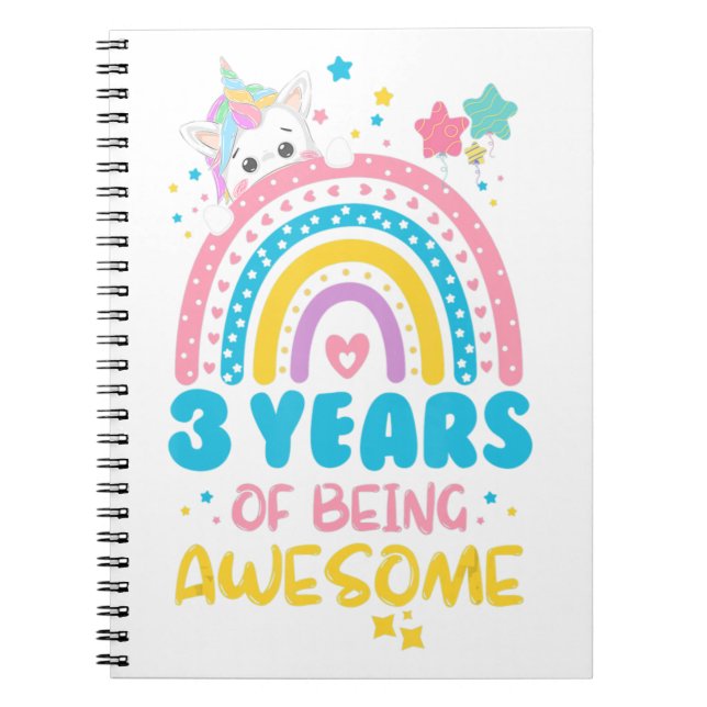 Carnet 3 Ans d'être stupéfiant arc-en-ciel 3e anniversair (Devant)
