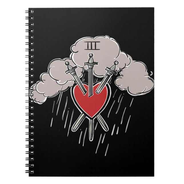Carnet 3 d'épées Love Heart Tarot Illustration (Devant)