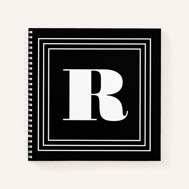 Carnet 3 monogramme de cadre | Noir et blanc (Devant)