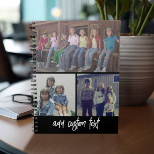 Carnet 3 Photo Collage with Script Text - black white