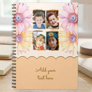 Carnet 4 fleurs de texte orange marron