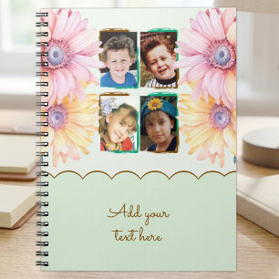 Carnet 4 fleurs de texte vert marron
