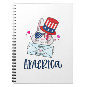 Carnet 4 juillet lapin avec les Etats-Unis Drapeau lunett