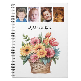 Carnet 4 photo custom text gerbera flowers white