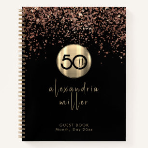 Carnet 50e anniversaire Black Rose Gold Parties scintilla