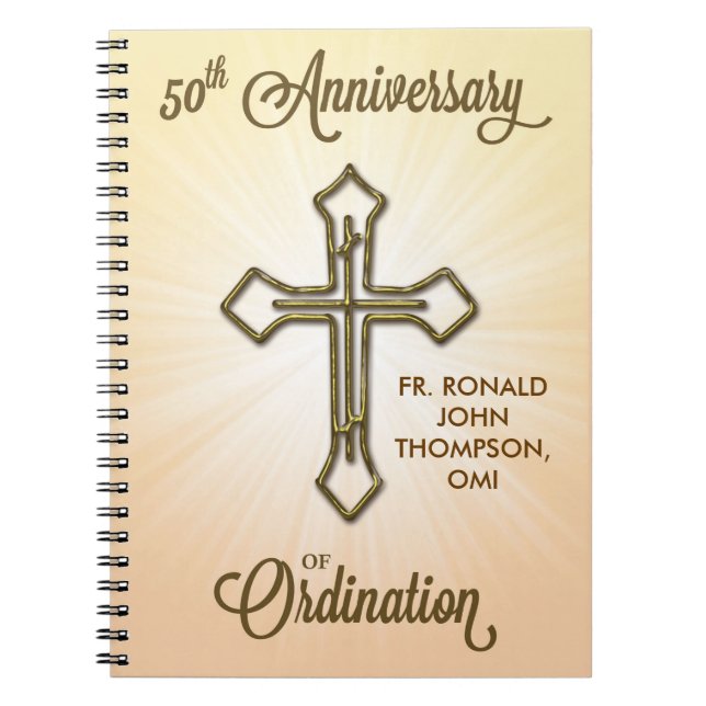 Carnet 50e anniversaire de l'ordination, Croix d'or sur l (Devant)