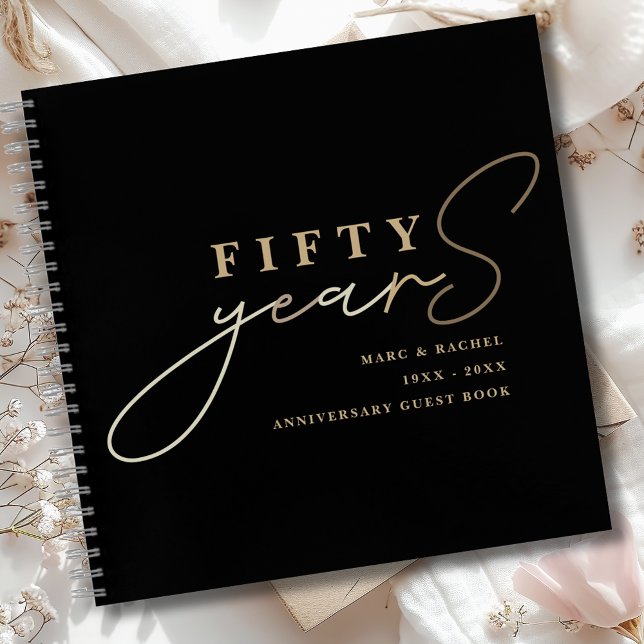 Carnet 50e anniversaire de Mariage Gold Black Guest Book (Créateur téléchargé)