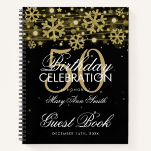 Carnet 50e anniversaire Guestbook Gold Black Winter