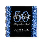 50e anniversaire Guestbook Party Sparkles Blue