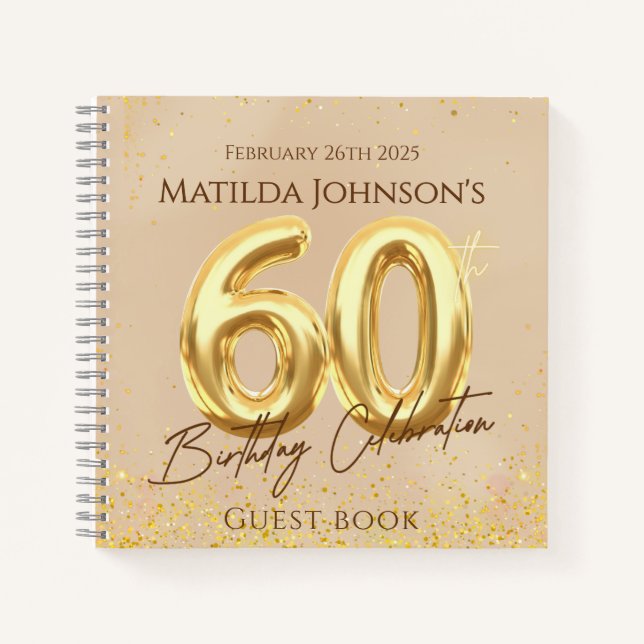 Carnet 60e Anniversaire Soirée Elegant Gold Guestbook (Devant)