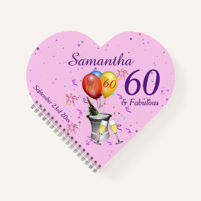 Carnet 60e fête d'anniversaire Invité rose pâle (Devant)