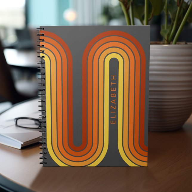 Carnet 70 Ligne Inspiré Art Sunset Arc rouge orange jaune (Personalized notebook with custom text - add your name and other options)