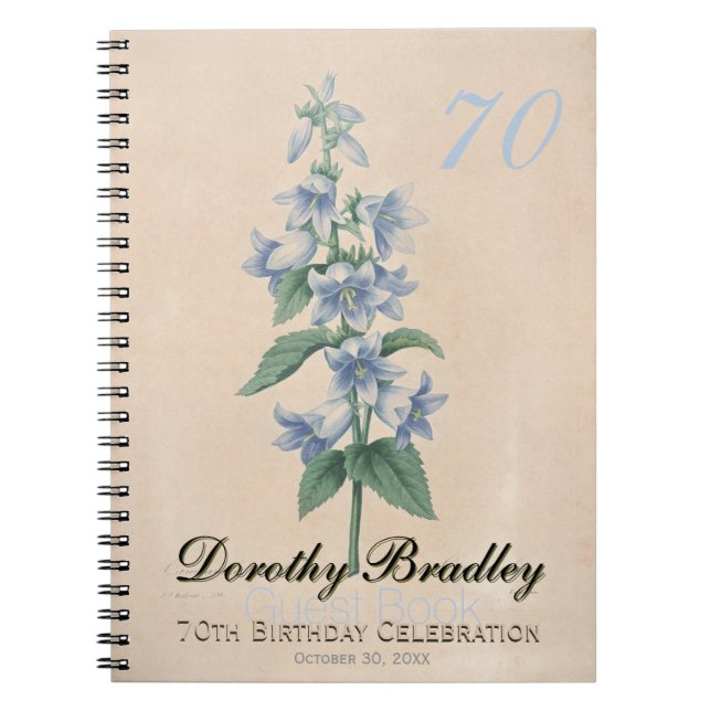 Carnet 70e Anniversaire Botanical Campanula Guest Book (Devant)