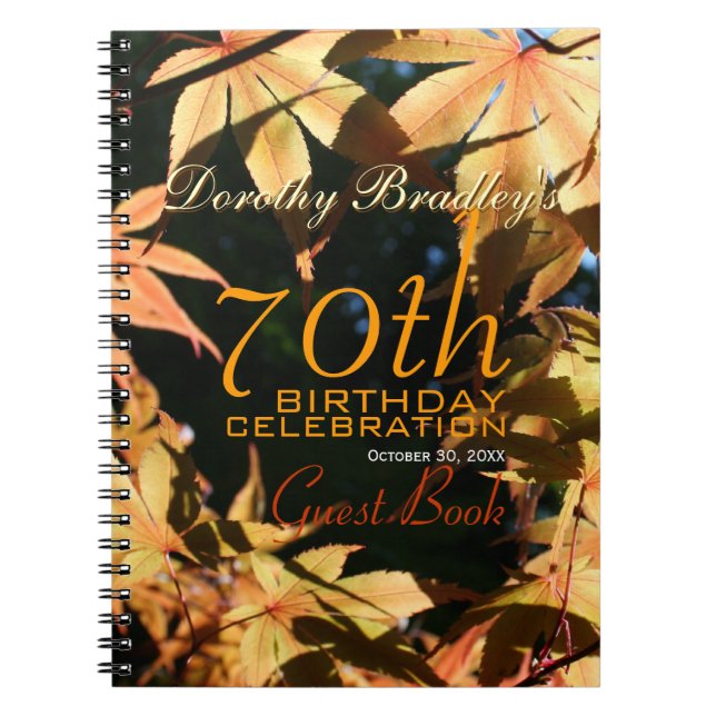 Carnet 70e anniversaire Célébration Automne Custom Guest  (Devant)