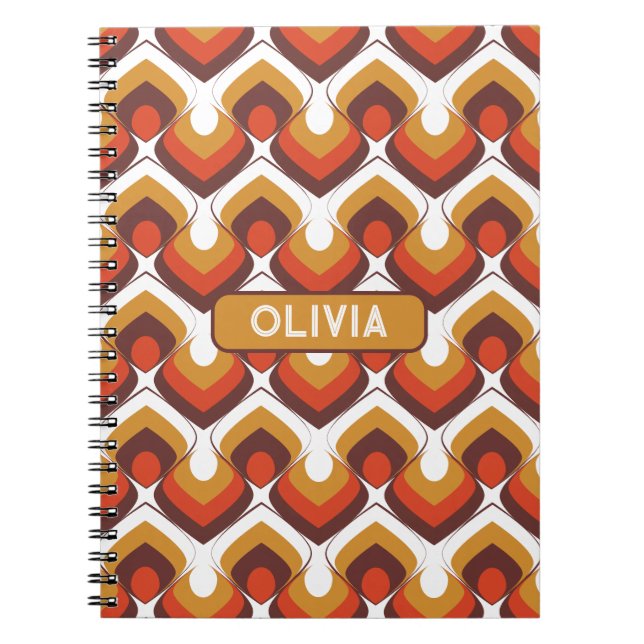 Carnet 70s Bold Retro Modern Motif in Orange & Brown (Devant)