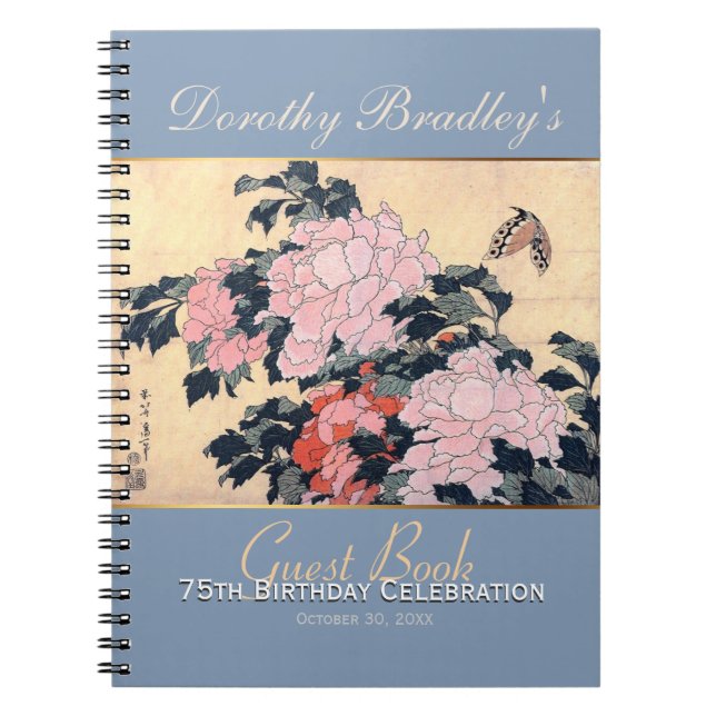 Carnet 75e anniversaire Célébration de papillon Peonies i (Devant)