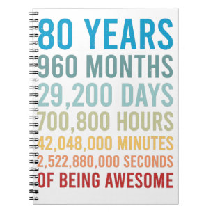 Carnet 80 Ans 960 Mois 29200 Jours Être Une Naissance Ma