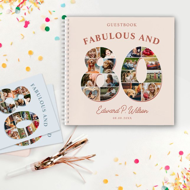 Carnet 80e anniversaire Photo Collage Milestone Guestbook (Créateur téléchargé)