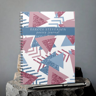 Carnet 80s Abstrait lunaire Dusty Mauve et Blue Poetry