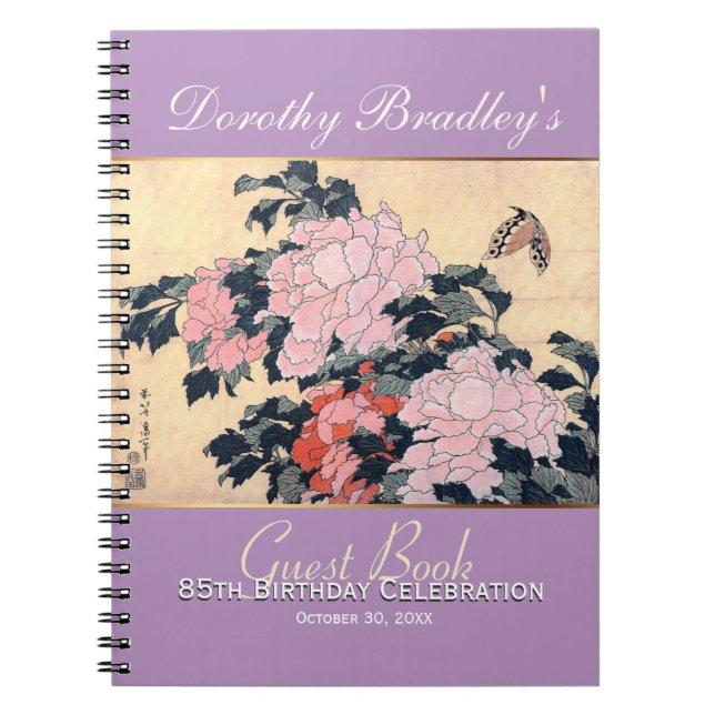 Carnet 85e anniversaire Célébration de papillon Peonies i (Devant)